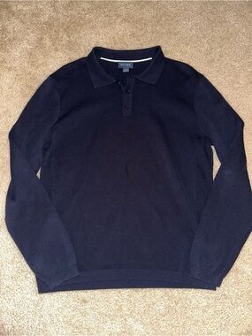 Kit and Ace Navy Long Sleeve Polo Knit